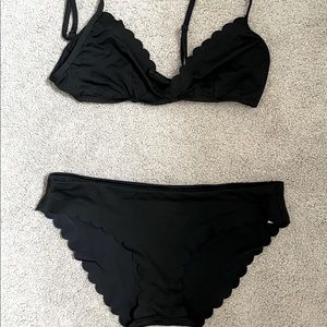 J crew black scalloped edge bikini size S